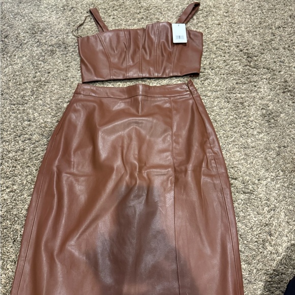 Jason Wu Faux Leather Skirt & Cropped Top 2pc Set